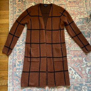 FORTUNE + IVY Layla Seamless Open Cardigan, COZY! Windowpane stripes